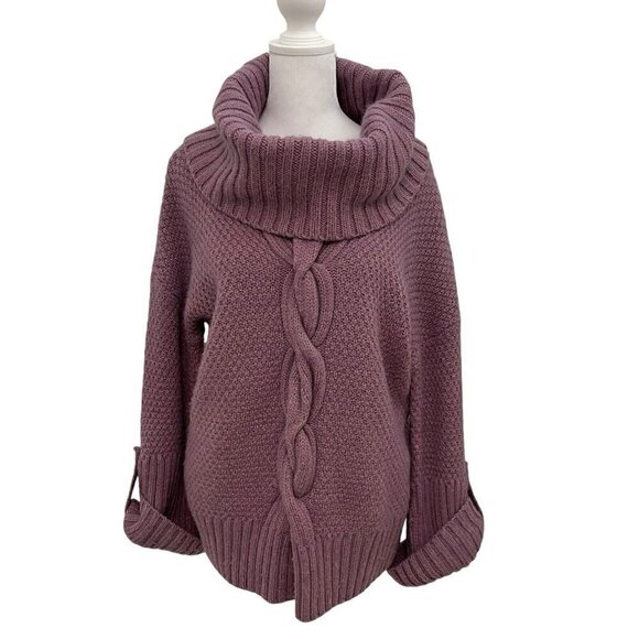 Talbots Wool Alpaca Blend Cable Knit Turtleneck Sweater Purple size Small - Picture 1 of 7